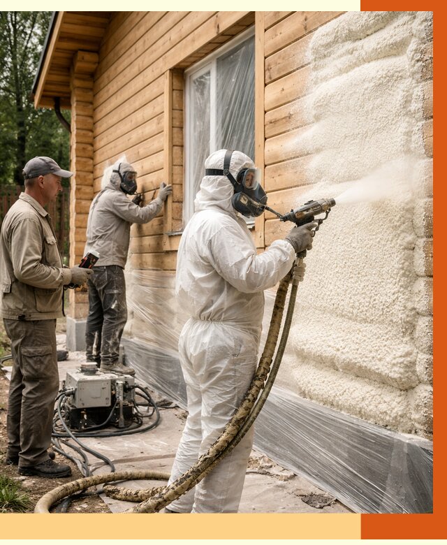 Утепление дома из бруса ППУ в Сегеже от 4006 руб/м2 под ключ | ТепломастерСгж