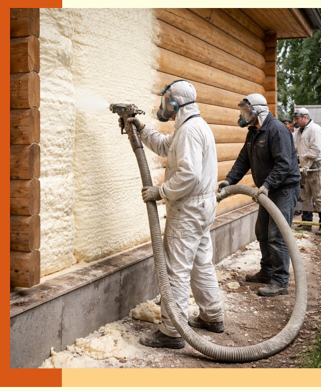 Утепление дома из бруса пенополиуретаном в Сегеже