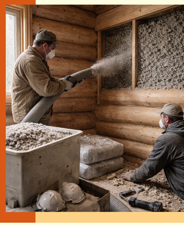 Утепление дома из бруса эковатой в Сегеже