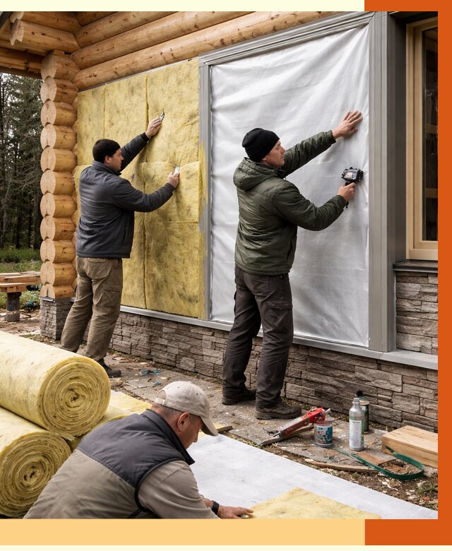 Утепление бревенчатого дома в Сегеже от 7960 руб/м2 — заказать под ключ | ТепломастерСгж