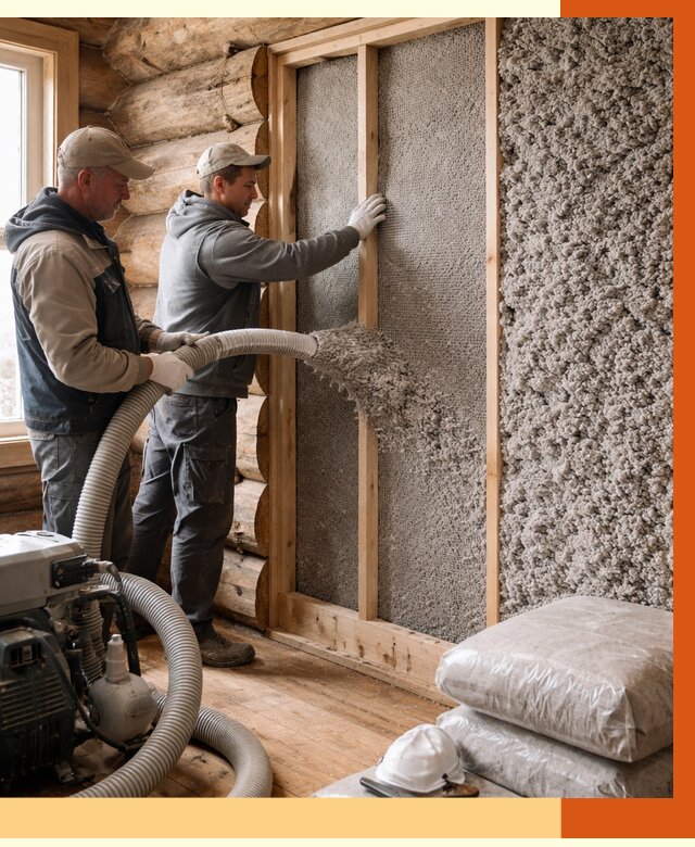 Утепление бревенчатого дома эковатой в Сегеже от 2861 руб. | ТепломастерСгж