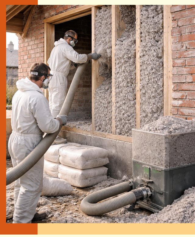 Утепление кирпичного дома эковатой в Сегеже