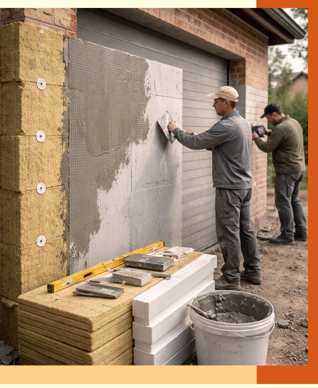 Утепление гаража снаружи в Сегеже от 4370 руб. за м2 — наружное утепление под ключ | ТепломастерСгж