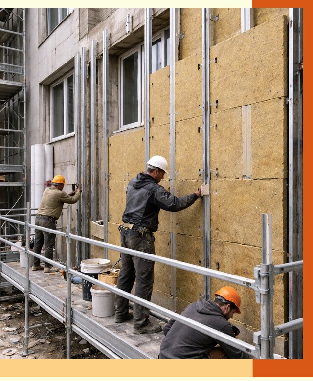 Утепление вентилируемого фасада в Сегеже от 5827 руб/м2 — монтаж и утепление вентфасад | ТепломастерСгж