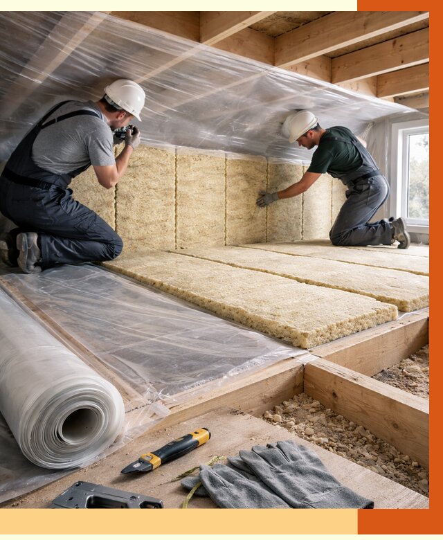 Утепление перекрытий в Сегеже от 2965 руб/м2 — утепление межэтажных и чердачных | ТепломастерСгж