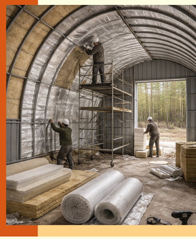 Утепление арочного ангара под ключ в Сегеже