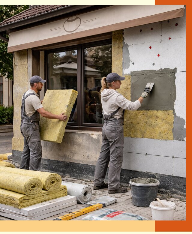 Утепление кафе в Сегеже от 4370 руб/м2 — комплексно под ключ | ТепломастерСгж