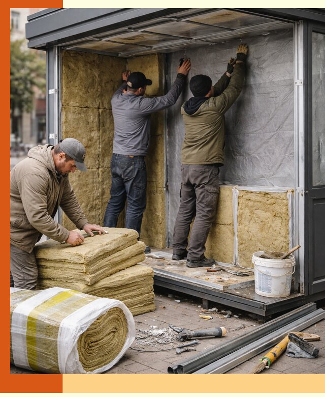 Утепление павильона шаурмы под ключ в Сегеже