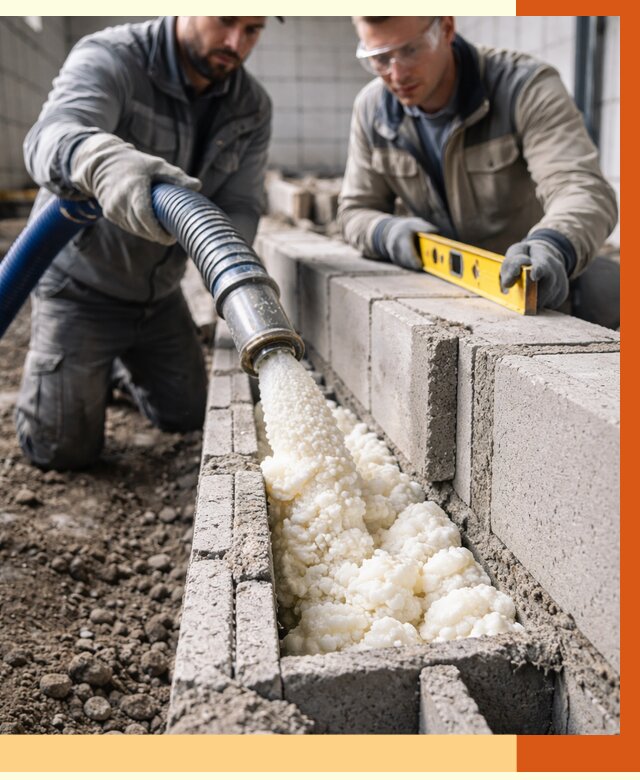 Заполнение колодцевой кладки ППУ в Сегеже от 4370 руб. за м2 | ТепломастерСгж