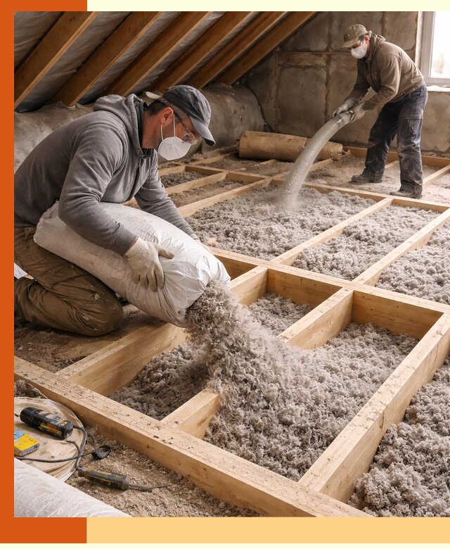 Заполнение полостей чердачного перекрытия в Сегеже качественно и надёжно