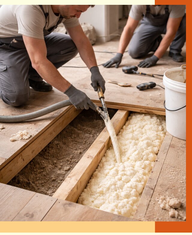 Заполнение пустот пола в Сегеже от 2809 руб. — утепление пустот пола под ключ | ТепломастерСгж