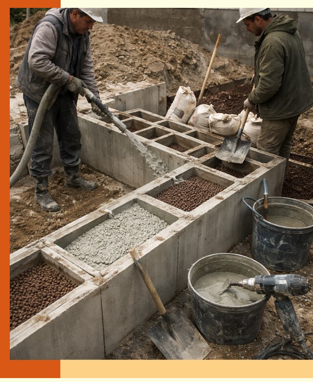 Заполнение полостей фундамента в Сегеже герметичным утеплением и повышением прочности