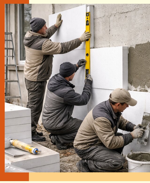 Утепление пенопластом наружных стен и фасадов в Сегеже