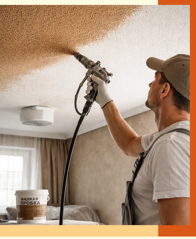 Утепление потолка жидкой пробкой в Сегеже от 3642 руб. | ТепломастерСгж