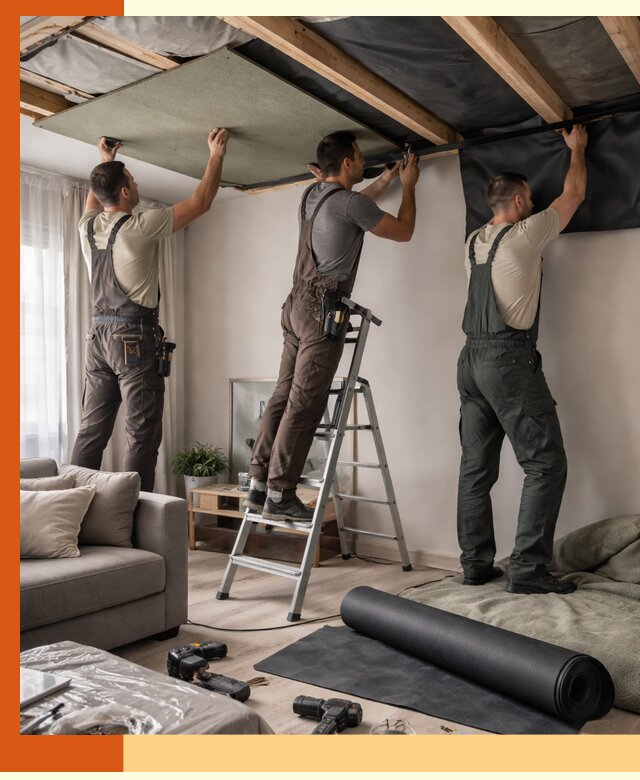 Шумоизоляция потолка в Сегеже — профессиональное устранение шумов