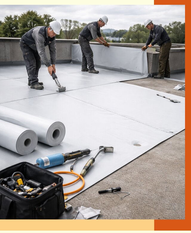 Гидроизоляция мембранной кровли в Сегеже от 7804 руб./м² — профессионально | ТепломастерСгж