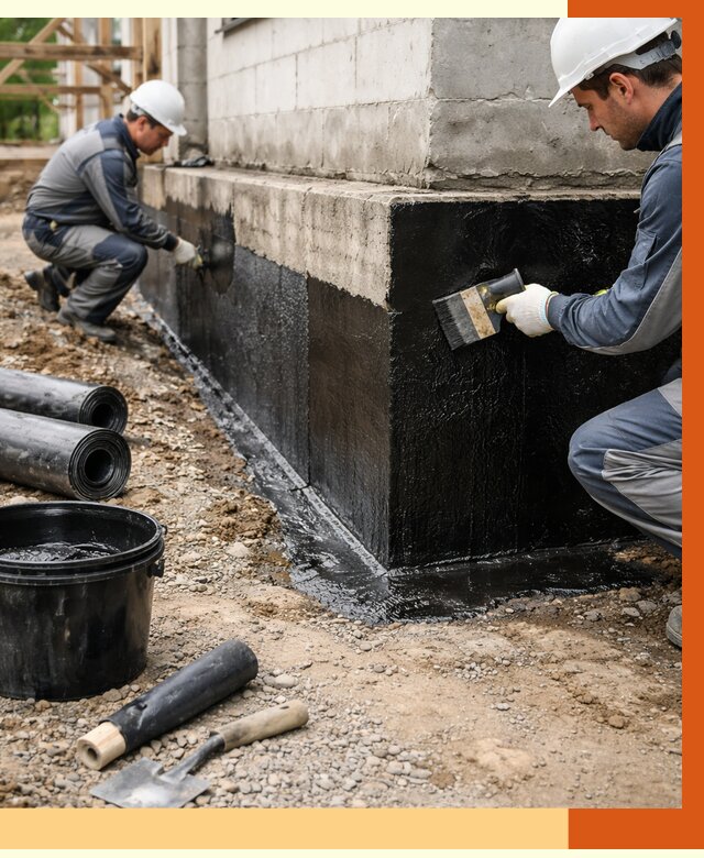 Гидроизоляция фундамента в Сегеже от 1301 руб. — профессионально, под ключ | ТепломастерСгж