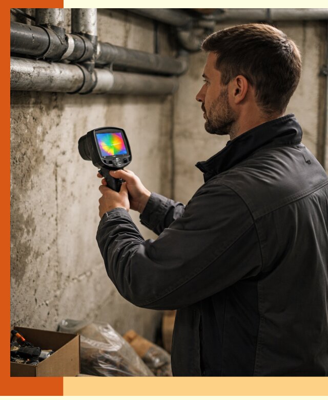 Тепловизионное обследование подвала в Сегеже для поиска утечек тепла