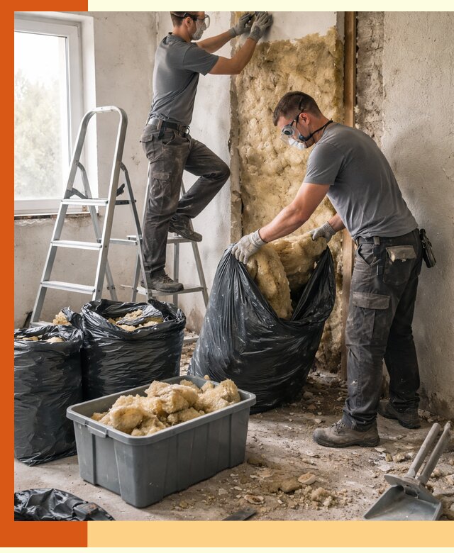 Демонтаж старого утеплителя и вывоз отходов в Сегеже