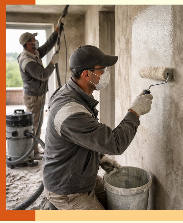 Подготовка поверхности под напыление утеплителя в Сегеже