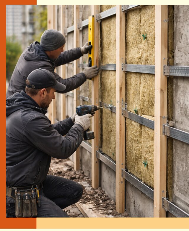 Монтаж обрешетки под утепление зданий и квартир в Сегеже
